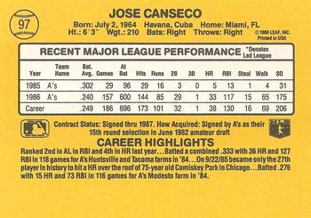 Jose Canseco  baseball card collectible - Main Image 2