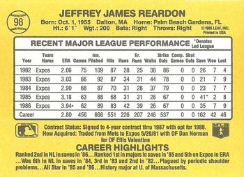 Jeff Reardon  baseball card collectible - Main Image 2
