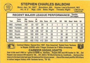 Steve Balboni  baseball card collectible - Main Image 2