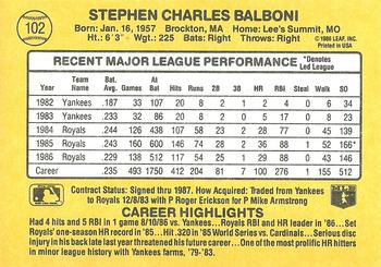 Steve Balboni  baseball card collectible - Main Image 2