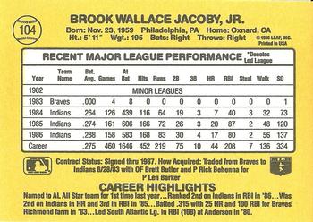 Brook Jacoby  baseball card collectible - Main Image 2