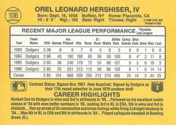 Orel Hershiser  baseball card collectible - Main Image 2
