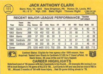 Jack Clark  baseball card collectible - Main Image 2