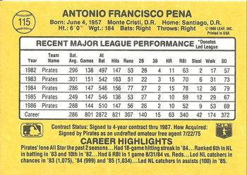 Tony Pena  baseball card collectible - Main Image 2