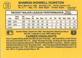 Shawon Dunston  baseball card collectible - Main Image 2