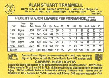 Alan Trammell  baseball card collectible - Main Image 2