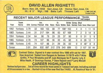 Dave Righetti  baseball card collectible - Main Image 2