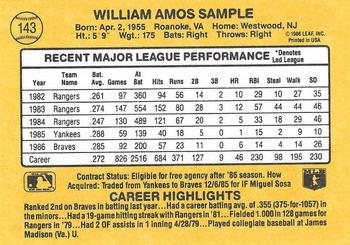 Billy Sample  baseball card collectible - Main Image 2