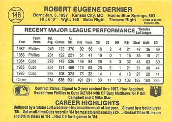 Bob Dernier  baseball card collectible - Main Image 2