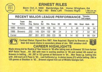 Ernest Riles  baseball card collectible - Main Image 2