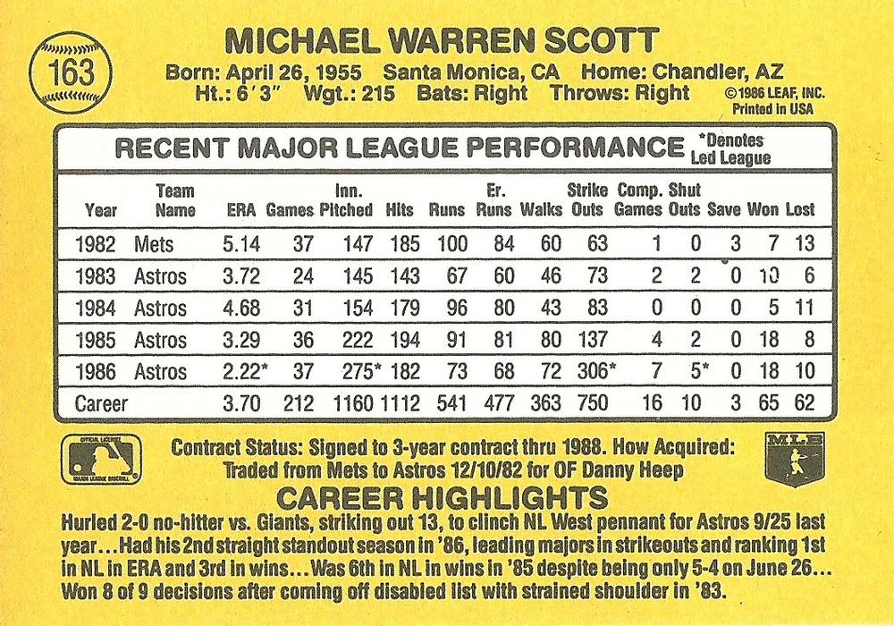 Mike Scott  baseball card collectible - Main Image 2