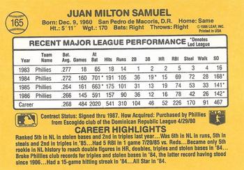 Juan Samuel  baseball card collectible - Main Image 2