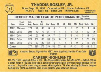 Thad Bosley  baseball card collectible - Main Image 2