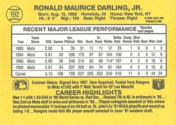 Ron Darling  baseball card collectible - Main Image 2