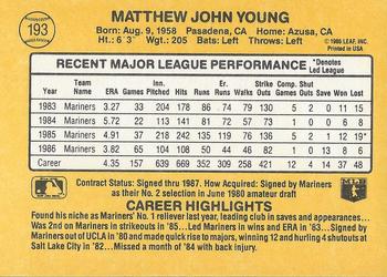 Matt Young  baseball card collectible - Main Image 2