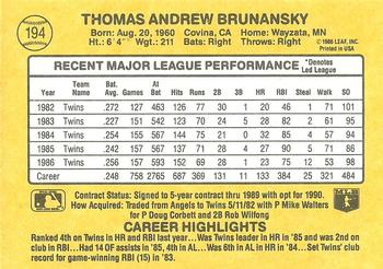 Tom Brunansky  baseball card collectible - Main Image 2