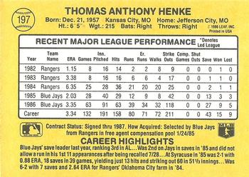 Tom Henke  baseball card collectible - Main Image 2