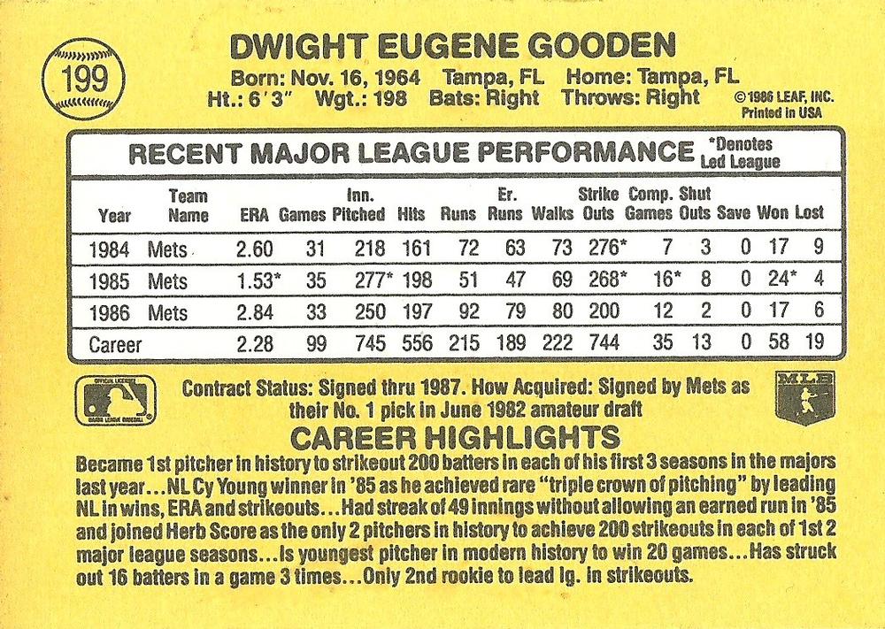Dwight Gooden  baseball card collectible - Main Image 2