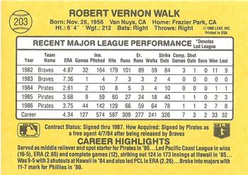 Bob Walk  baseball card collectible - Main Image 2