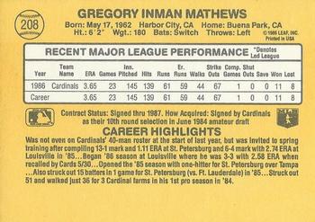 Greg Mathews  baseball card collectible - Main Image 2