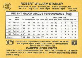 Bob Stanley  baseball card collectible - Main Image 2