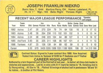 Joe Niekro  baseball card collectible - Main Image 2