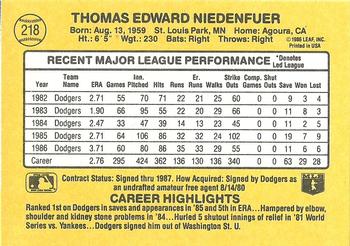 Tom Niedenfuer  baseball card collectible - Main Image 2
