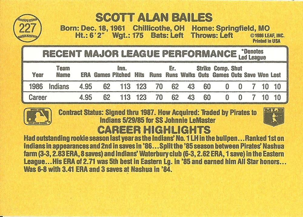 Scott Bailes  baseball card collectible - Main Image 2