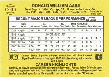 Don Aase  baseball card collectible - Main Image 2