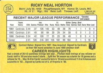 Ricky Horton  baseball card collectible - Main Image 2