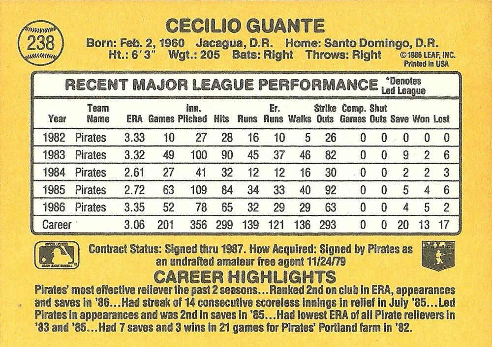 Cecilio Guante  baseball card collectible - Main Image 2