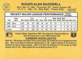 Roger McDowell  baseball card collectible - Main Image 2