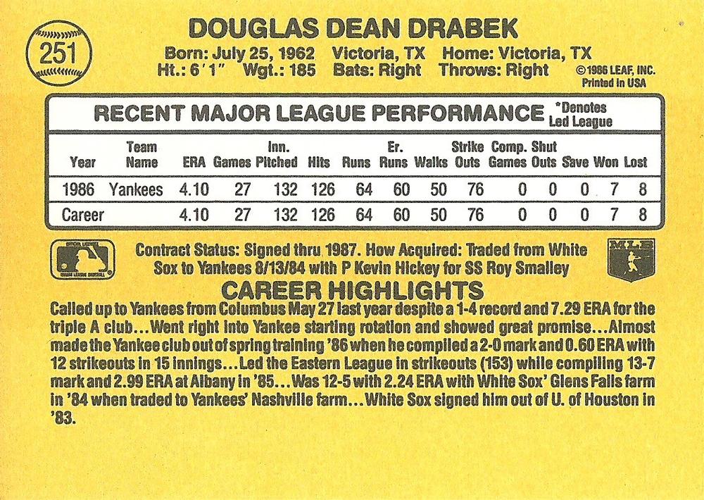 Doug Drabek  baseball card collectible - Main Image 2