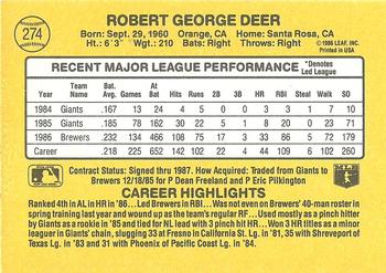 Rob Deer  baseball card collectible - Main Image 2