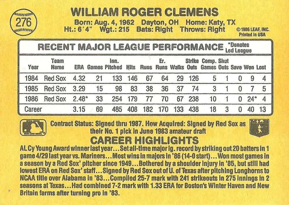 Roger Clemens  baseball card collectible - Main Image 2