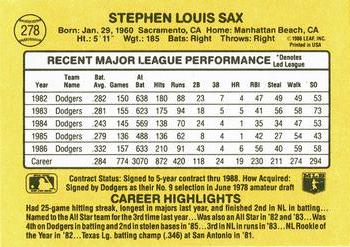 Steve Sax  baseball card collectible - Main Image 2