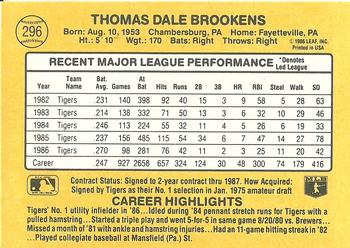 Tom Brookens  baseball card collectible - Main Image 2