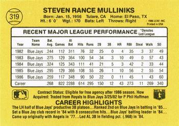 Rance Mulliniks  baseball card collectible - Main Image 2
