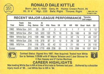 Ron Kittle  baseball card collectible - Main Image 2