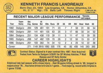Ken Landreaux  baseball card collectible - Main Image 2