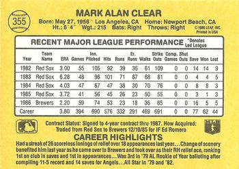 Mark Clear  baseball card collectible - Main Image 2