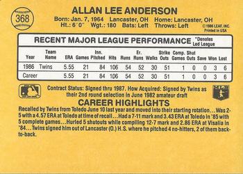 Allan Anderson  baseball card collectible - Main Image 2