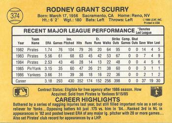 Rod Scurry  baseball card collectible - Main Image 2