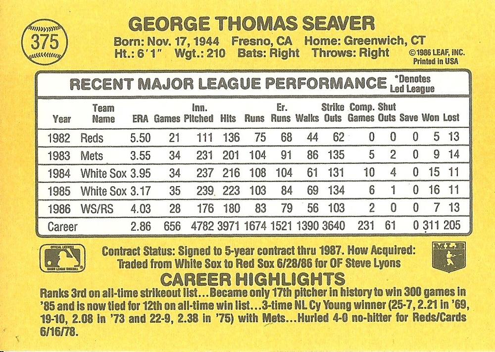 Tom Seaver  baseball card collectible - Main Image 2