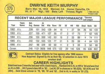 Dwayne Murphy  baseball card collectible - Main Image 2