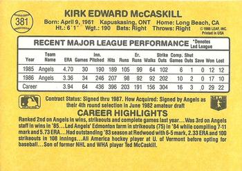 Kirk McCaskill  baseball card collectible - Main Image 2