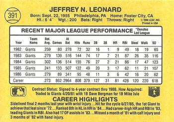Jeff Leonard  baseball card collectible - Main Image 2