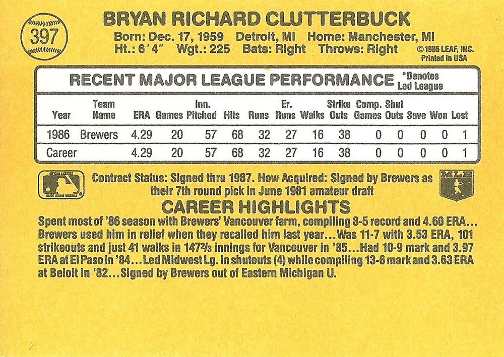 Bryan Clutterbuck  baseball card collectible - Main Image 2
