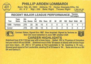 Phil Lombardi  baseball card collectible - Main Image 2