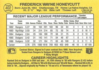 Rick Honeycutt  baseball card collectible - Main Image 2